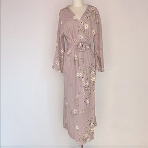 Long Mauve Floral Robe